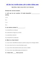 Tải Đề thi thử tiếng Anh vào lớp 6 trường Nguyễn Tất Thành, Hà Nội năm 2020 số 4 - Đề thi tuyển sinh lớp 6 môn tiếng Anh có đáp án