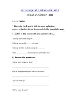 Tải Đề kiểm tra tiếng Anh lớp 9 học kì 2 năm 2019 - 2020 - Đề thi tiếng Anh lớp 9 có đáp án