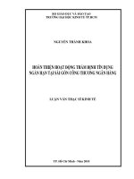 (Luận văn thạc sĩ) hoàn thiện hoạt động thẩm định tín dụng ngắn hạn tại sài gòn công thương ngân hàng 