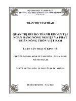 (Luận văn thạc sĩ) quản trị rủi ro thanh khoản tại ngân hàng nông nghiệp và phát triển nông thôn việt nam 