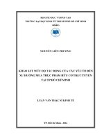 (Luận văn thạc sĩ) khảo sát mức độ tác động của các yếu tố đến xu hướng mua thực phẩm hữu cơ trực tuyến tại thành phố hồ chí minh 