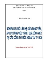 (Luận văn thạc sĩ) nghiên cứu mối liên hệ giữa động viên, áp lực công việc và kết quả công việc tại các công ty nước ngoài tại TP HCM  