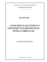 (Luận văn thạc sĩ) antecedents of students intention to pacificipcip in extra curricular  