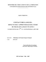 Contact des languages impacts sur lapprentissage de lécrit du francais langue vivante 2 cas des élèves de 11 ème au lycée bình đại a, bến tre mémoire de master en didactique spécialité didactique du francais langue étrangère 
