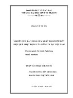 (Luận văn thạc sĩ) nghiên cứu tác động của nhân tố sở hữu đến hiệu quả hoạt động của công ty tại việt nam 