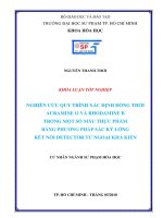 Nghiên cứu quy trình xác định đồng thời auramine o và rhodamine b trong một số mẫu thực phẩm bằng phương pháp sắc ký lỏng kết nối detector tử ngoại khả kiến  
