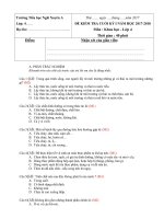 Tải Đề thi học kì 1 lớp 4 môn Khoa học trường tiểu học Ngãi Xuyên A năm 2017 - 2018 - Đề kiểm tra học kì 1 môn Khoa học lớp 4 có đáp án