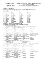 Tải Đề ôn thi vào lớp 10 môn tiếng Anh năm học 2017-2018 có đáp án (Đề luyện 4) - Đề ôn thi vào lớp 10 môn tiếng Anh có đáp án