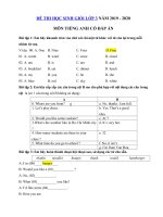 Tải Đề thi học sinh giỏi tiếng Anh lớp 3 năm 2019 - 2020 số 7 - Đề kiểm tra tiếng Anh lớp 3 có đáp án