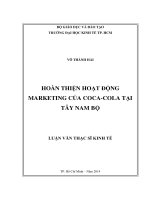 (Luận văn thạc sĩ) hoàn thiện hoạt động marketing của coca cola tại tây nam bộ 