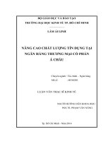 (Luận văn thạc sĩ) nâng cao chất lượng tín dụng tại ngân hàng TMCP á châu 
