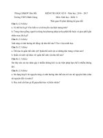 Tải Đề thi học kì 2 môn Sinh học lớp 6 trường THCS Bình Giang, Kiên Giang năm học 2016 - 2017 - Đề kiểm tra học kì II môn Sinh lớp 6 có đáp án