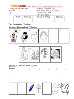 Tải Đề thi học kì 1 lớp 2 môn tiếng Anh trường Tiểu học Thới Bình 1, Cần Thơ năm học 2017 - 2018 có đáp án - Đề kiểm tra học kỳ 1 môn tiếng Anh lớp 2 theo giáo trình First Friend