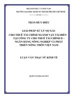 (Luận văn thạc sĩ) giải pháp xử lý nợ xấu cho thuê tài chính ngành vận tải biển tại công ty cho thuê tài chính II   ngân hàng nông nghiệp và phát triển nông thôn việt nam 