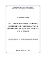(Luận văn thạc sĩ) relationship between authentic leadership and job satisfaction  moderating roles of self   efficacy and optimism  