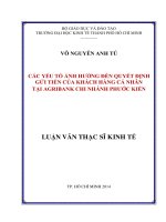 (Luận văn thạc sĩ) các yếu tố ảnh hưởng đến quyết định gửi tiền của khách hàng cá nhân tại agribank chi nhánh phước kiển 