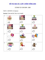 Tải Đề thi cuối học kì 2 lớp 3 môn tiếng Anh có file nghe - Đề kiểm tra tiếng Anh lớp 3 học kì 2 có đáp án năm 2019 - 2020