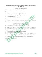 Đề thi vào chuyên toán khoa học tự nhiên-ĐHQG Hà Nội năm học 2014