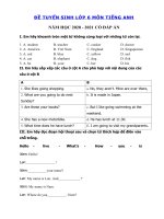 Tải Đề thi vào lớp 6 môn Tiếng Anh số 11 - Đề tuyển sinh lớp 6 môn Anh có đáp án