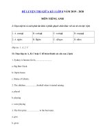 Tải Đề luyện thi giữa kì 1 môn tiếng Anh lớp 8 năm 2019 - 2020 - Đề kiểm tra tiếng Anh 8 mới có đáp án