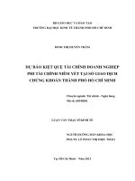 (Luận văn thạc sĩ) dự báo kiệt quệ tài chính doanh nghiệp phi tài chính niêm yết tại sở giao dịch chứng khoán TP  hồ chí minh 