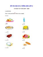 Tải Đề ôn thi học kì 2 lớp 4 môn tiếng Anh có file nghe + đáp án - Đề thi tiếng Anh lớp 4 học kỳ 2 năm 2019 - 2020