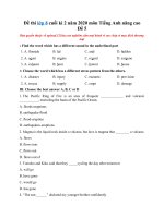 Tải Đề thi lớp 8 cuối kì 2 năm 2020 môn Tiếng Anh nâng cao - Đề 5 - Đề kiểm tra tiếng Anh học kỳ 2 lớp 8 có đáp án