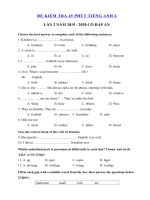 Tải Đề kiểm tra tiếng Anh lớp 6 chương trình mới lần 2 - Đề kiểm tra tiếng Anh 6 mới có đáp án