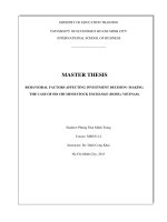 (Luận văn thạc sĩ) behavioral factors affecting investment decision   making the case of ho chi minh stock exchange, vietnam  