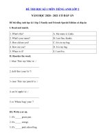 Tải 2 Đề thi học kì 1 lớp 2 môn tiếng Anh có file nghe - Bộ đề thi tiếng Anh lớp 2 học kì 1 có đáp án - 2 Đề