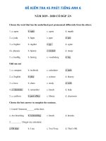 Tải Đề kiểm tra 1 tiết lần 1 lớp 6 môn tiếng Anh mới năm 2019 - 2020 - Đề kiểm tra tiếng Anh 6 mới có đáp án