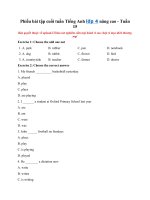 Tải Phiếu bài tập cuối tuần Tiếng Anh lớp 4 nâng cao - Tuần 15 - Bài tập cuối tuần 15 Tiếng Anh lớp 4 có đáp án