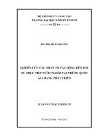 (Luận văn thạc sĩ) nghiên cứu các nhân tố tác động đến đầu tư trực tiếp nước ngoài tại những quốc gia đang phát triển 