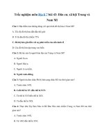 Tải Trắc nghiệm Địa lí 7 bài 43 - Dân cư, xã hội Trung và Nam Mĩ