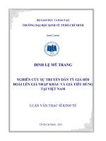 (Luận văn thạc sĩ) nghiên cứu sự truyền dẫn tỷ giá hối đoái lên giá nhập khẩu và giá tiêu dùng tại việt nam 