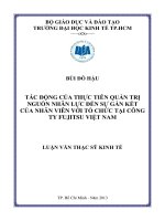 (Luận văn thạc sĩ) tác động của thực tiễn quản trị nguồn nhân lực đến sự gắn kết của nhân viên với tổ chức tại công ty fujitsu việt nam 