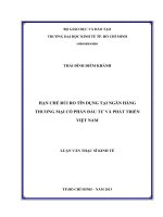 (Luận văn thạc sĩ) hạn chế rủi ro tín dụng tại ngân hàng thương mại cổ phần đầu tư và phát triển việt nam 