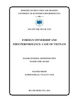 (Luận văn thạc sĩ) foreign ownership and firm performance case of vietnam 