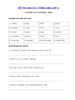 Tải Đề thi học kì 2 lớp 4 môn tiếng Anh năm 2019 - 2020 số 5 - Đề thi tiếng Anh lớp 4 học kỳ 2 có đáp án