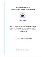 (Luận văn thạc sĩ) hoạt động sáp nhập và mua lại của các ngân hàng thương mại việt nam 