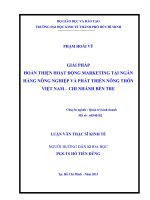 (Luận văn thạc sĩ) giải pháp hoàn thiện hoạt động marketing tại ngân hàng nông nghiệp và phát triển nông thôn việt nam   chi nhánh bến tre 