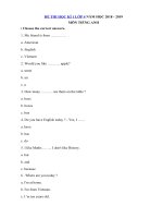 Tải Đề thi học kì 1 lớp 4 môn Tiếng Anh năm học 2018 - 2019 số 6 - Đề kiểm tra Tiếng Anh lớp 4 học kì 1 có đáp án