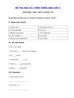 Tải 2 Đề thi học kì 1 lớp 2 môn tiếng Anh sách Family and Friends 2 - Bộ đề thi tiếng Anh lớp 2 học kì 1 có đáp án - 2 Đề