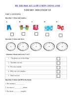 Tải Đề thi tiếng Anh lớp 5 học kỳ 2 năm 2019 - 2020 số 7 - Đề tiếng Anh lớp 5 học kì 2 có đáp án