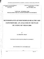 (Luận văn thạc sĩ) determinants of household healthcare expenditure an analysis in vietnam by using of VHLSS 2006 
