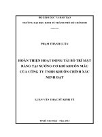 (Luận văn thạc sĩ) hoàn thiện hoạt động tái bố trí mặt bằng tại xưởng cơ khí khuôn mẫu của công ty TNHH khuôn chính xác minh đạt  
