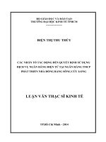 (Luận văn thạc sĩ) các nhân tố ảnh hưởng đến quyết định sử dụng dịch vụ ngân hàng điện tử tại ngân hàng TMCP phát triển nhà đồng bằng sông cửu long 