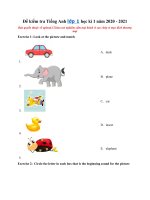 Tải Đề kiểm tra Tiếng Anh lớp 1 học kì 1 năm 2020 - 2021 - Đề 1 - Đề thi học kì 1 lớp 1 môn Tiếng Anh có đáp án