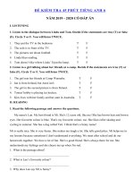 Tải Đề kiểm tra 1 tiết lần 1 lớp 6 môn tiếng Anh có file nghe - Đề kiểm tra tiếng Anh 6 mới có đáp án