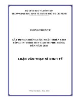 (Luận văn thạc sĩ) xây dựng chiến lược phát triển cho công ty TNHH MTV cao su phú riềng đến năm 2020 
